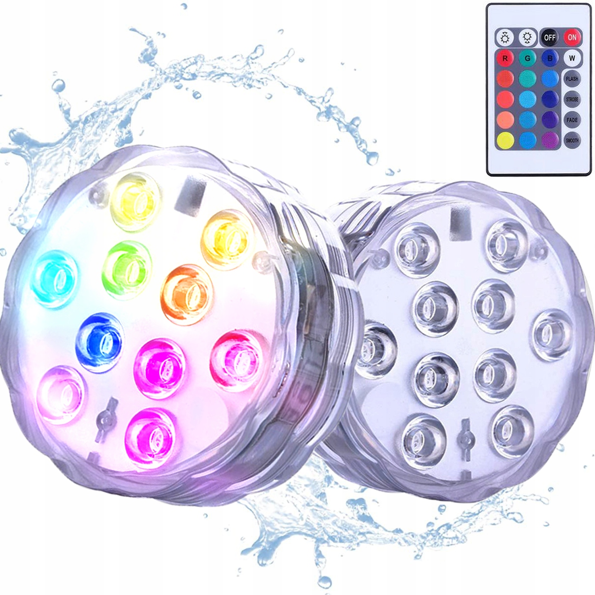 2x OŚWIETLENIE BASENU PODWODNE BASENOWE SPA 10 LED Rgb + PILOT
