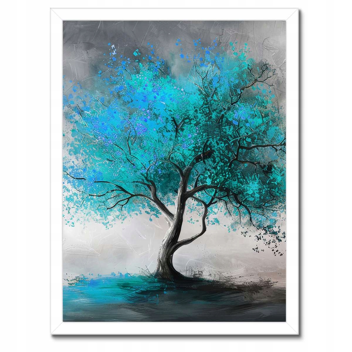 Plakát v bílém rámu 30x40 Modrý strom Modern Art