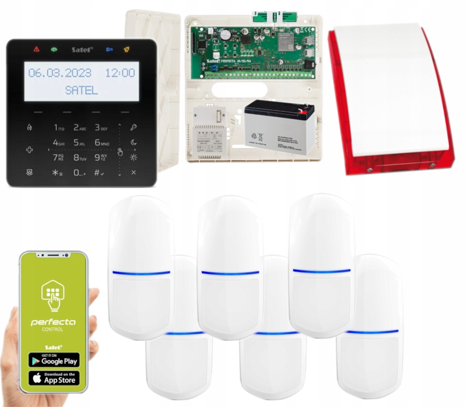 Alarm Satel Perfecta 64 M Lte 6 Czujek Slim-pir KSG2R-B Aplikacja Syrena