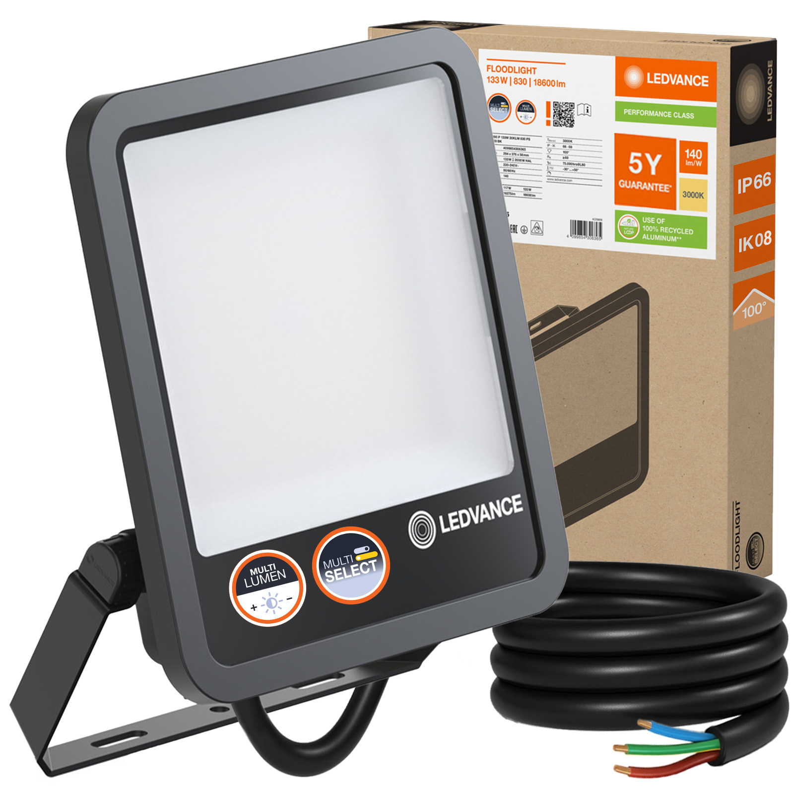 Led reflektor Lampa 133W 3000K Vodotesný vonkajší Ledvance Floodlight