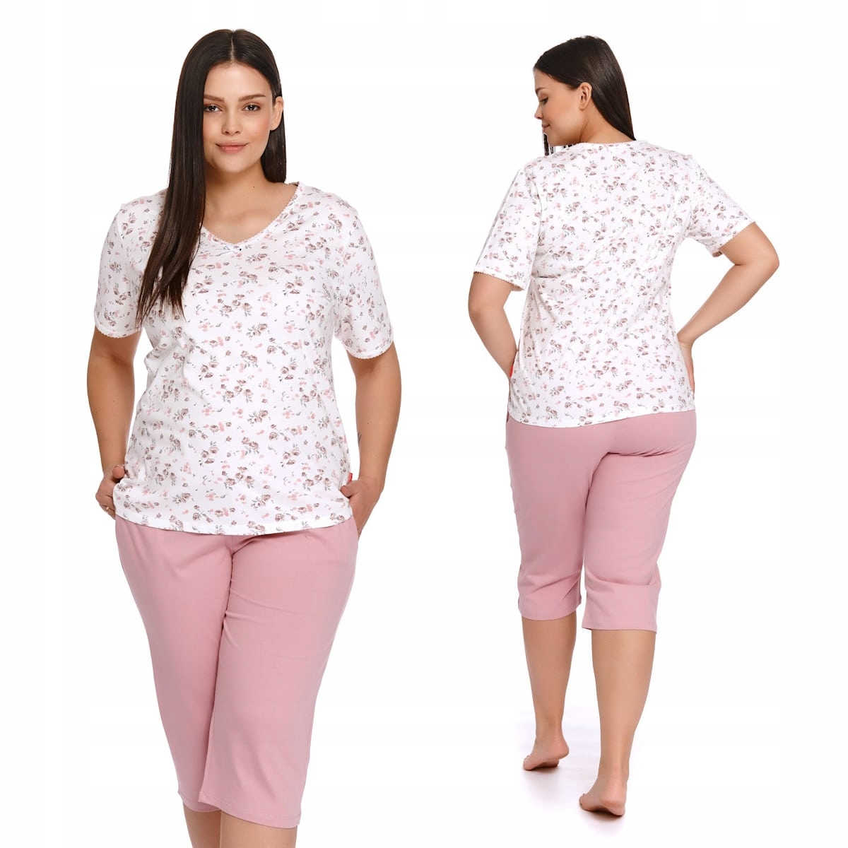 Grafitové pyžamo s krásným květinovým vzorem XXL 4260 P