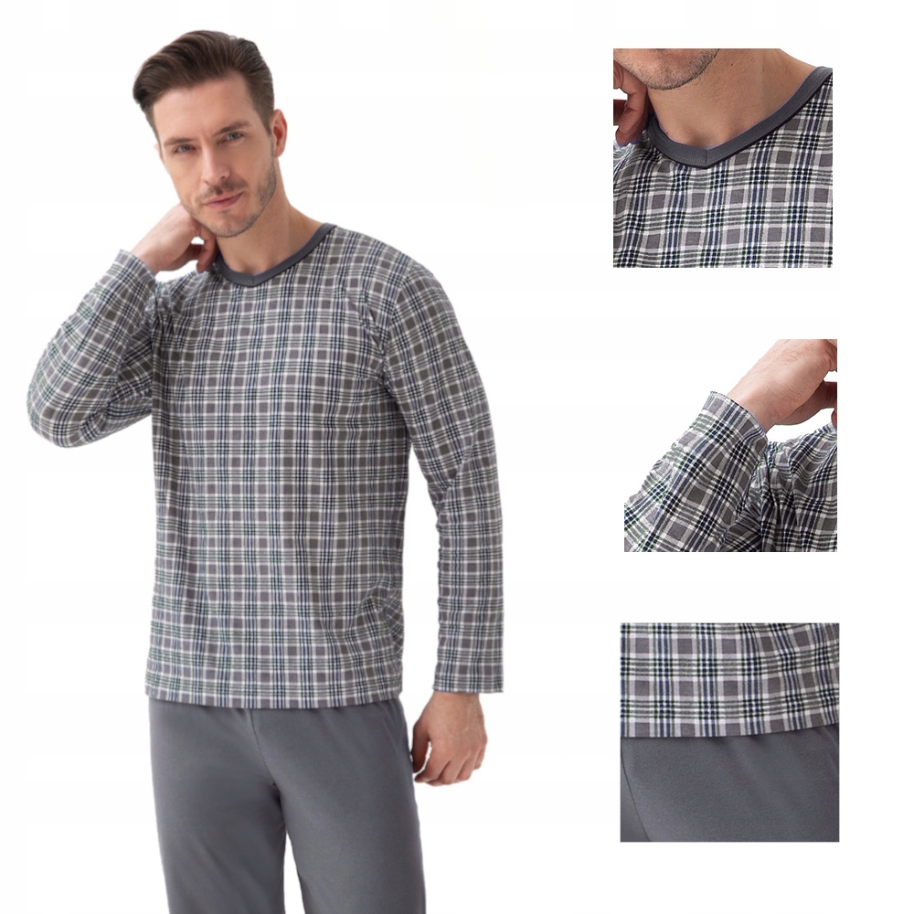 Pánské pyžamo Luna kód 795 grafitové kostkované M