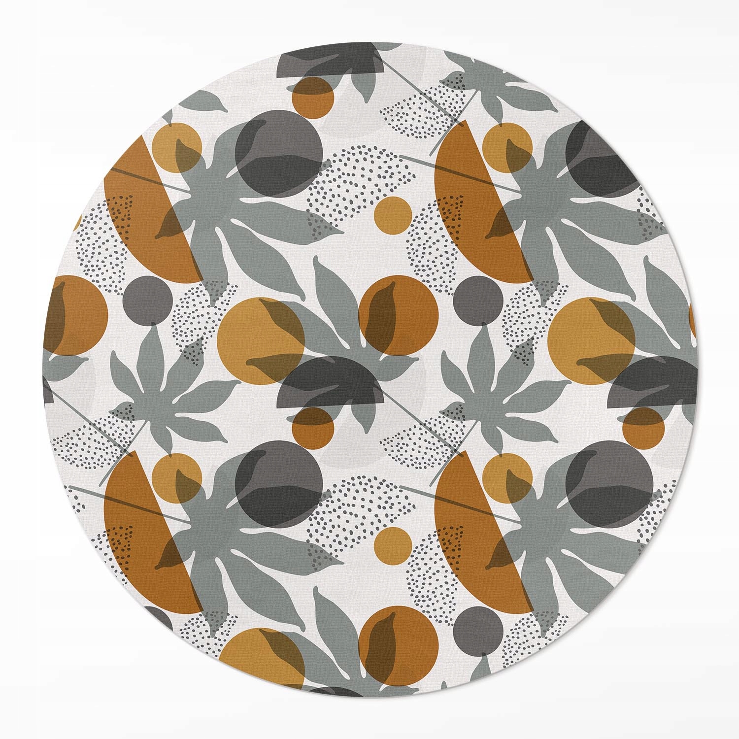 Okrúhly vinylový koberec do spálne Ilustrácia listov a tvarov boho ⌀ 110 cm