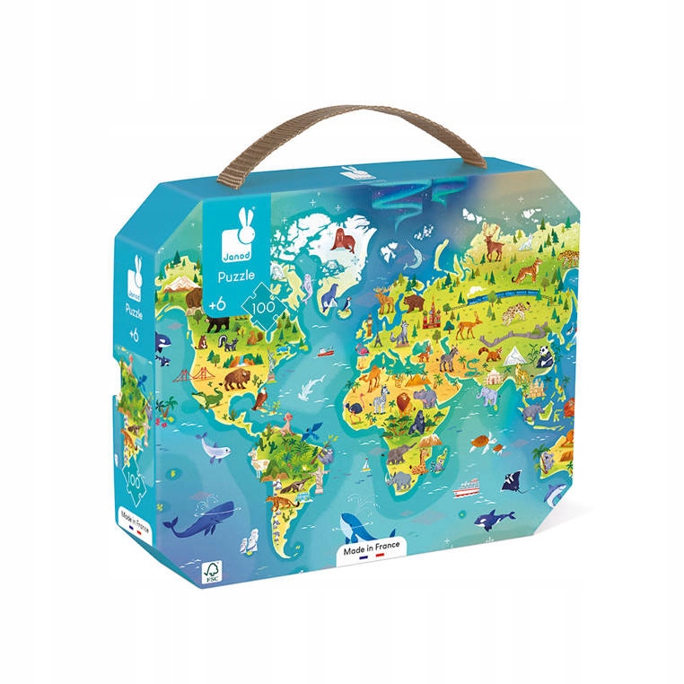 

Puzzle w walizce Janod Mapa Świata 100el