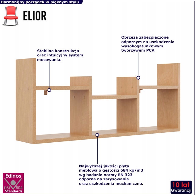 NOWOCZESNA PÓŁKA WISZĄCA REGAŁ NA KSIĄŻKI DO BIURA Kod producenta P528VQY