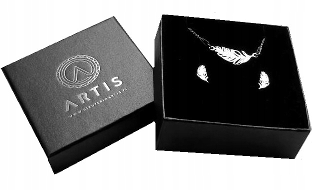 

Komplet Celebrytka piórko pióro liść srebro925