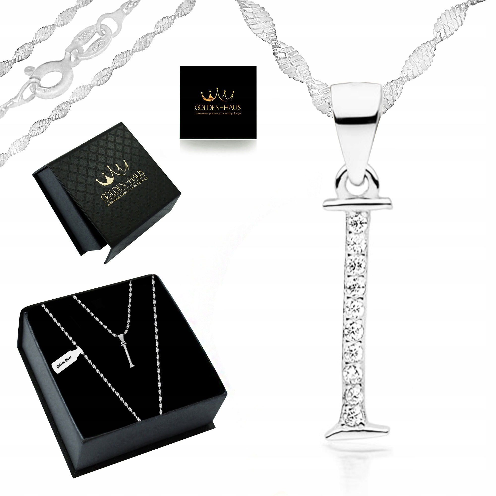 Stříbrný Řetízek Dámský Přívěsek Písmeno I 925 Náhrdelník Zirkon Pro Babičku