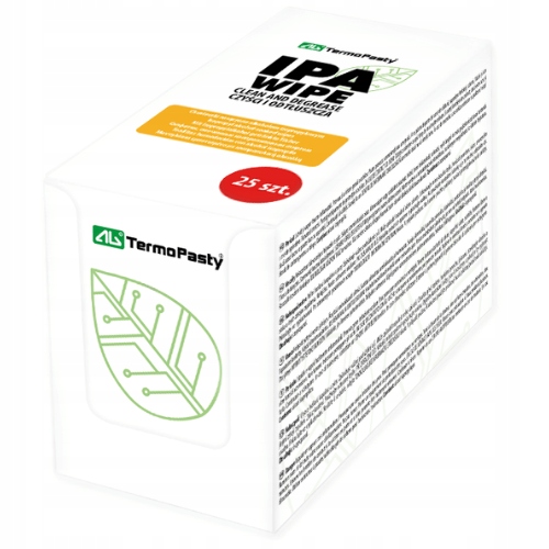 Chusteczki Ipa 16×12,5 cm 25 szt.do elektroniki,z alkoholem izopropylowym
