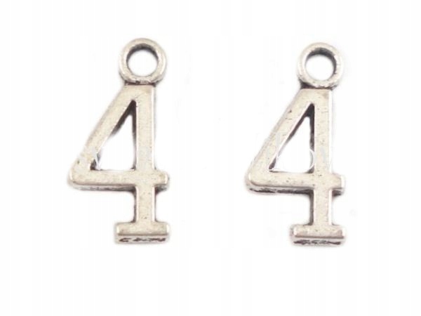 OB336 Zawieszka Charms Posrebrzana cyfra 4 3szt