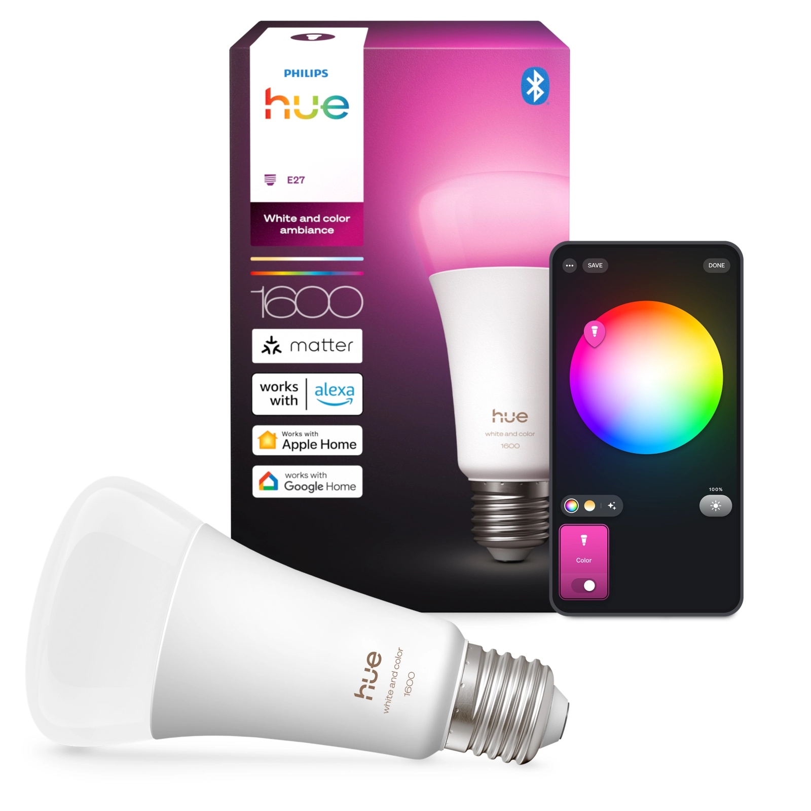 Led žárovka E27 11.8W 1600lm Rgb Smart White and Color Ambiance Philips Hue
