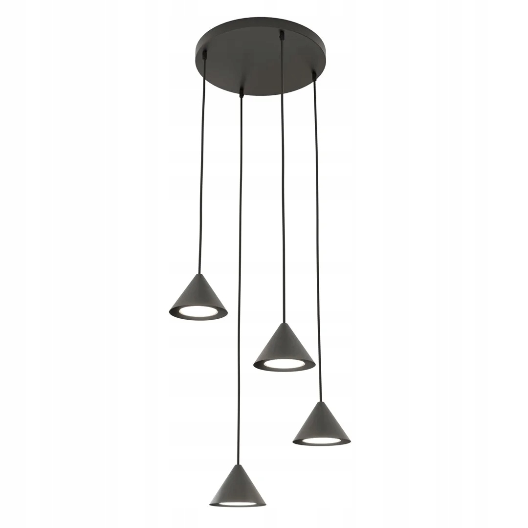 Závěsná kaskádová lampa černá kulatá 4 kužely do obývacího pokoje nad stůl Emibig