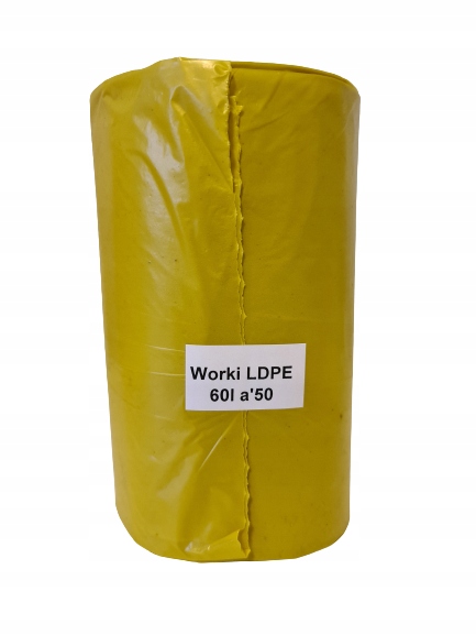 

Worki na śmieci 60L Ldpe, żółte, 50 sztuk