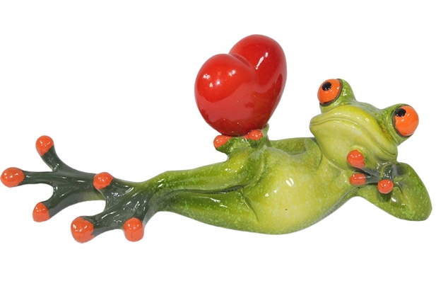 FIGURKA ŻABA LEŻĄCA Z SERCEM