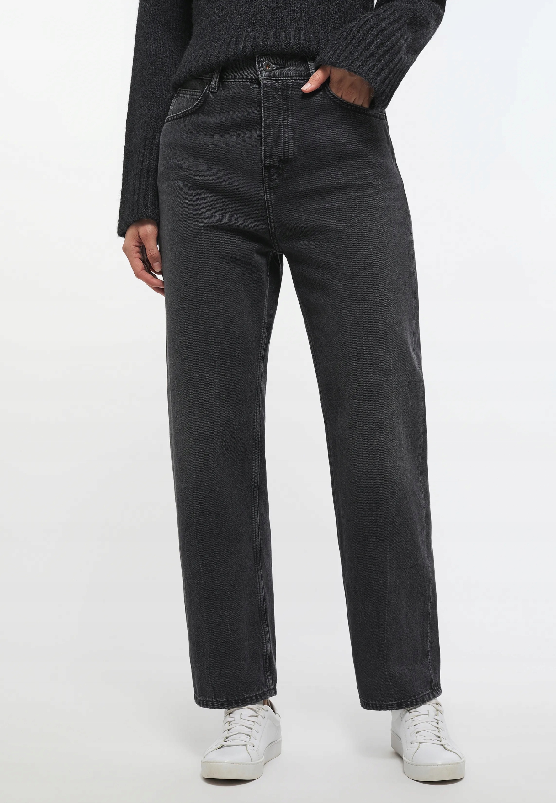 Mustang Černé Džíny Jednoduché Oděrky Vysoký Pas 32/30 6FA