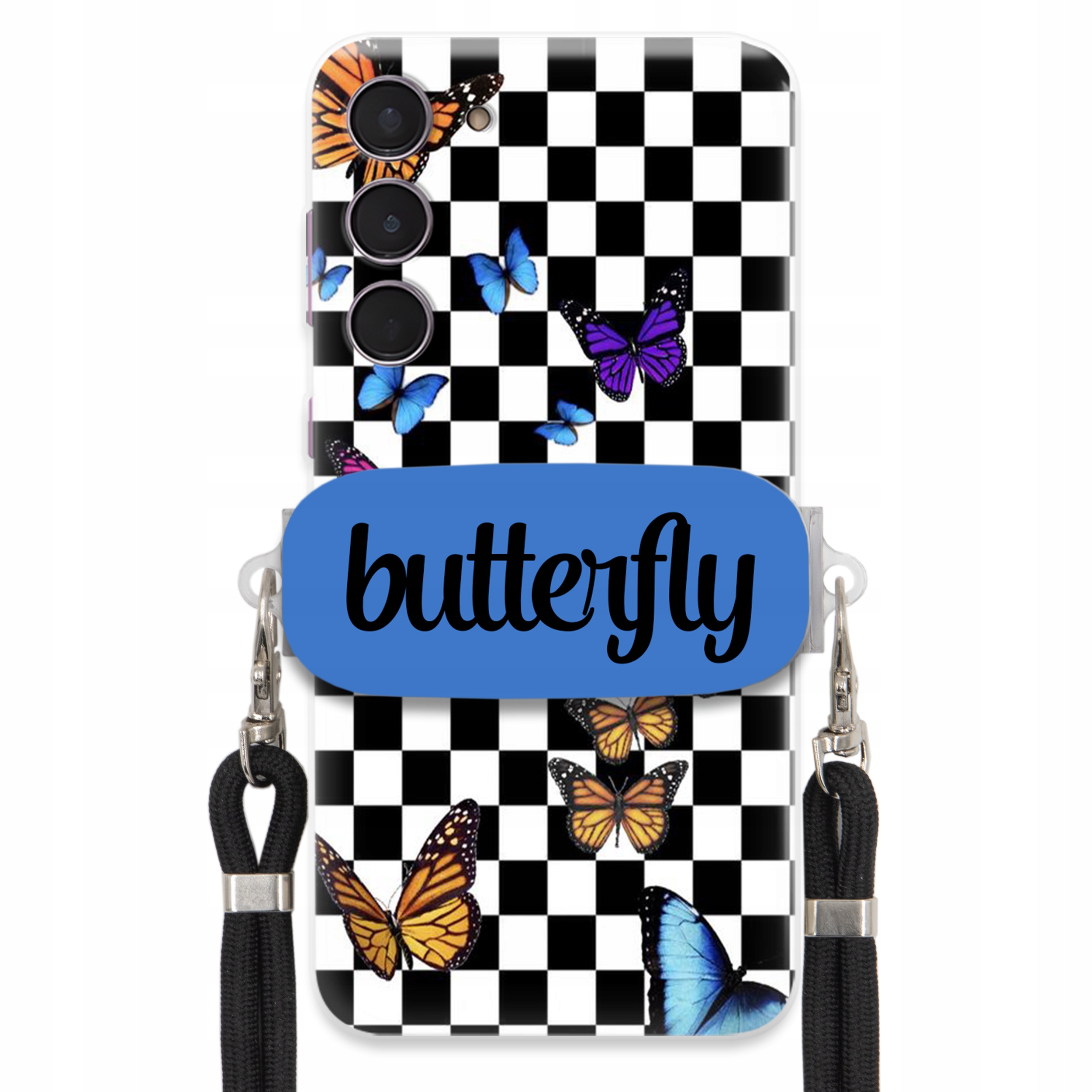 Puzdro Pre Samsung S24 Plus Case Obdĺžnikový Držiak Vodítko Butterfly Motýle