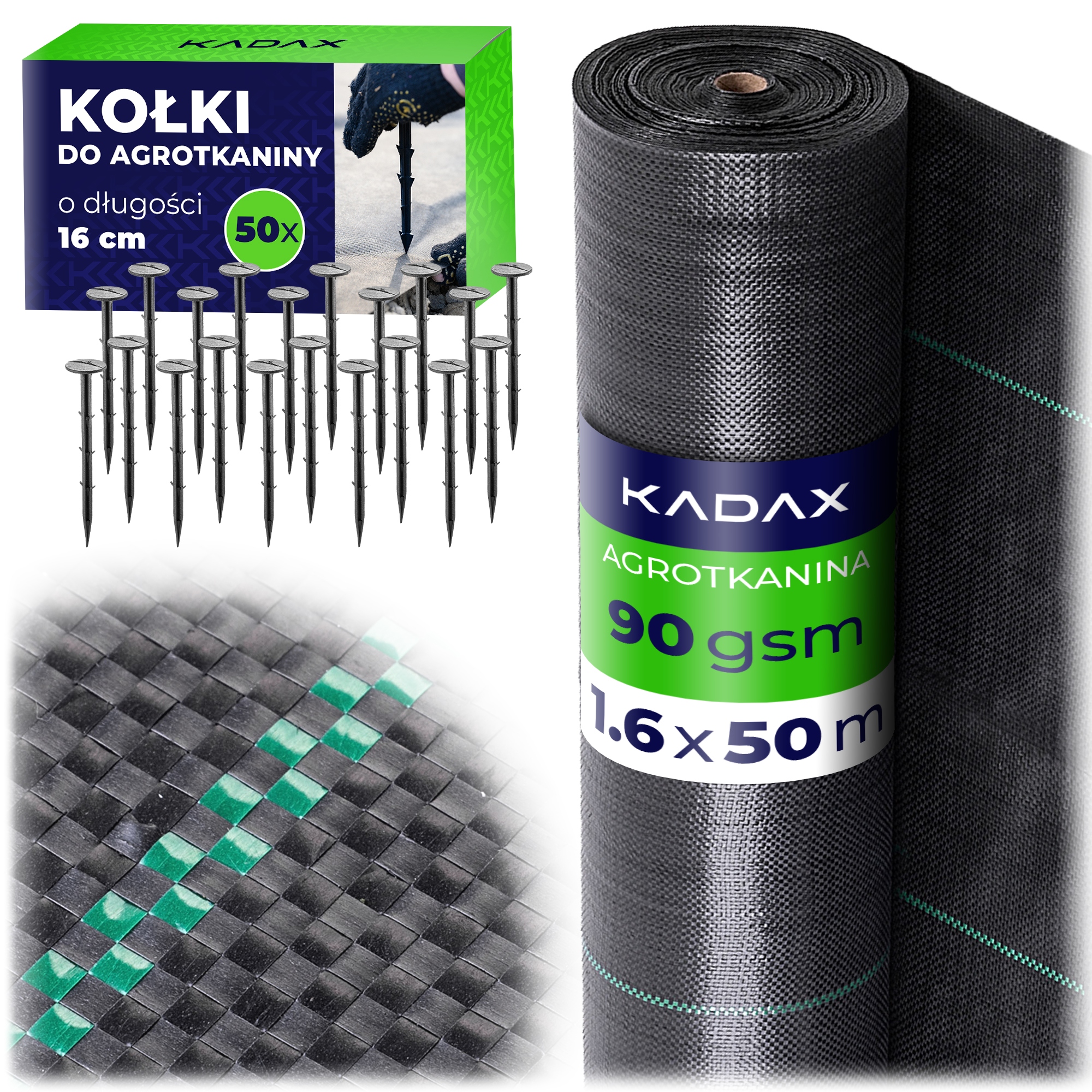 Agrotkanina 90g 1,6x50m Premium UV3% Agrotextilie černá hrubá rohož Kolíky