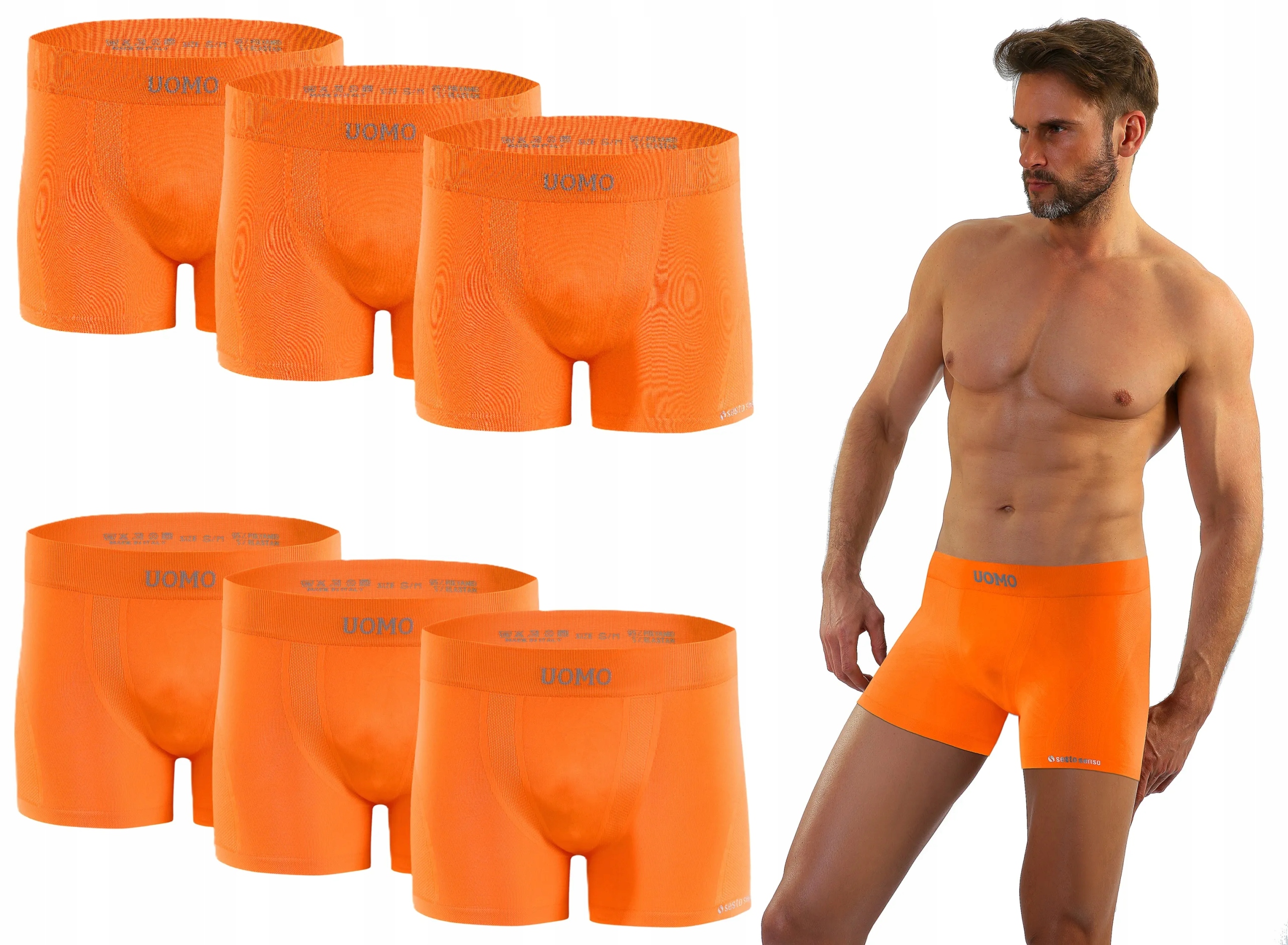 Sesto Senso 6-pack bezešvých boxerek BM07 Pánské Oranžové S/m