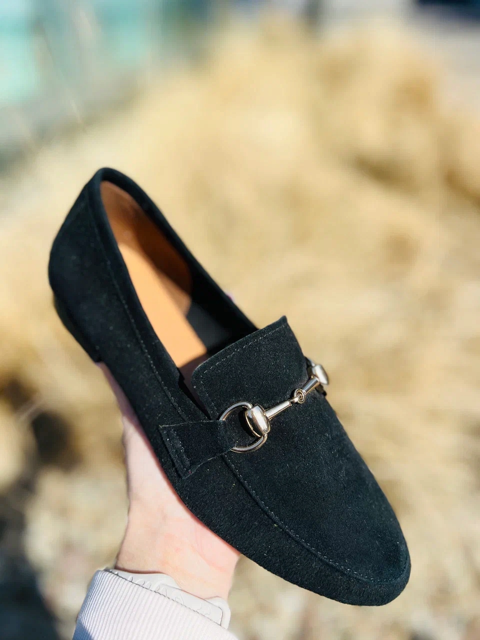 Cena mokasíny vyrobené z prémiové přírodní semišové kůže, černé vel.