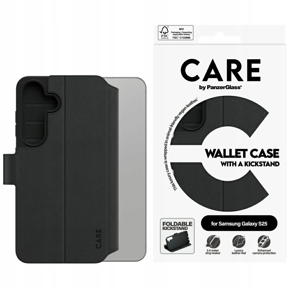 Etui Care by PanzerGlass Feature Wallet Kickstand na Samsung Galaxy S25