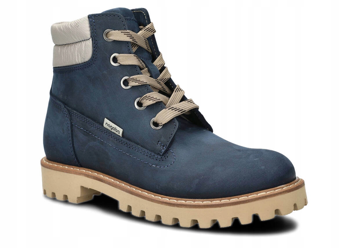 Nagaba 622 Tmavě Modrá Pohodlné, Kožené Polské Dámské Traperky