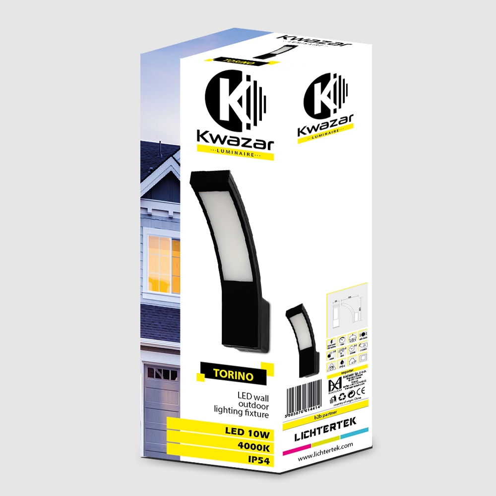 KINKIET ZEWNĘTRZNA LAMPA OGRODOWA ELEWACYJNA 10W CZARNA Kolor czarny