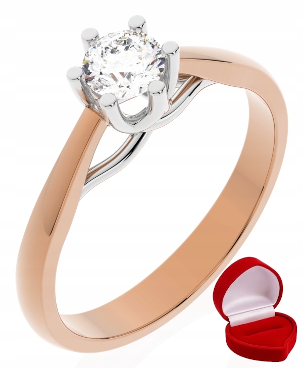 Zlatý Prstýnek 585 14k Brylant 0,30 ct Růžové Zlato R29