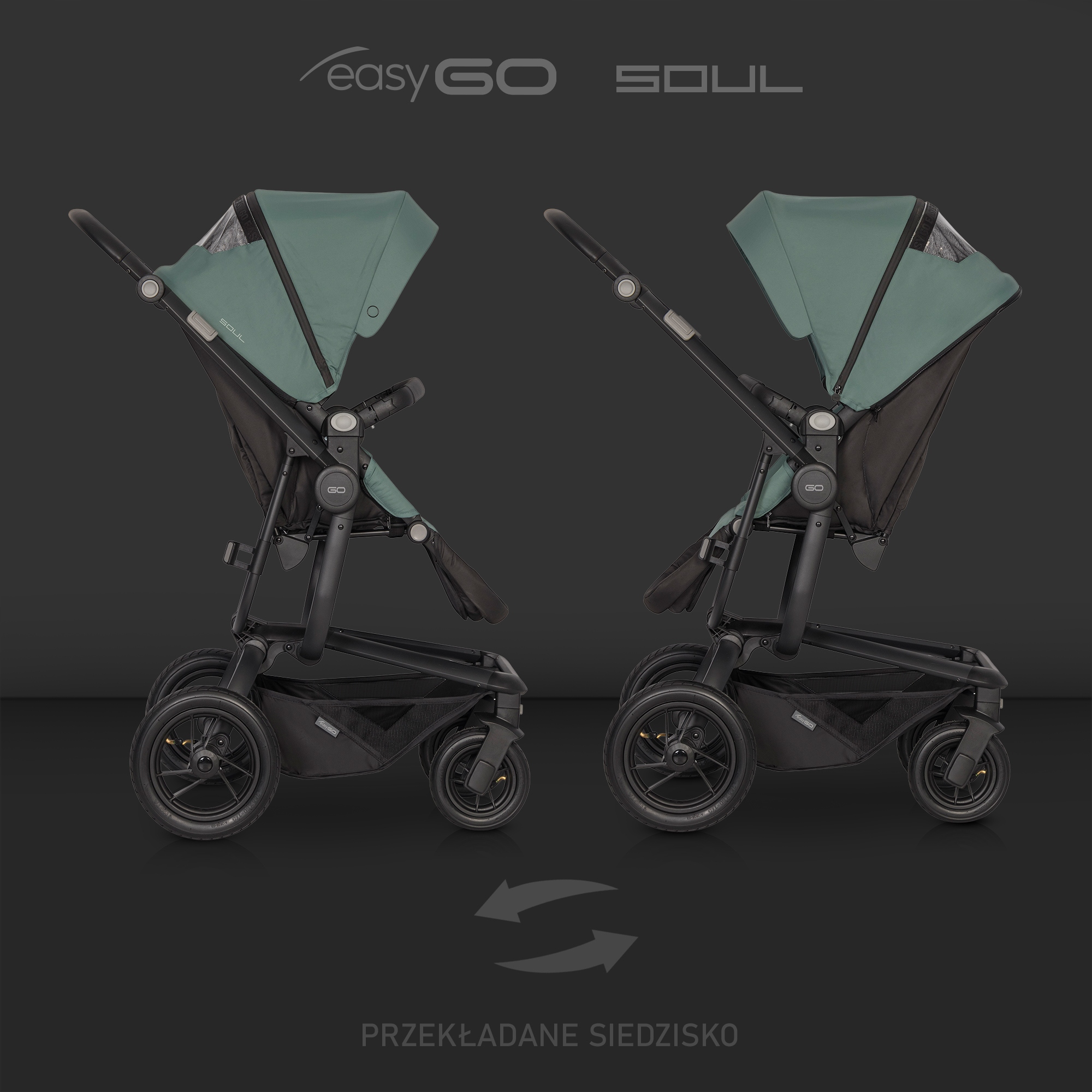 EasyGo Soul wózek spacerowy POMPOWANE KOŁA LEKKI + Waga wózka 11.2 kg