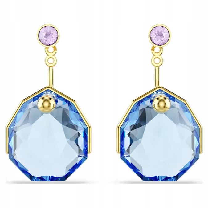 Náušnice Swarovski Geme Velký modrý křišťál Ocel pozlacená tuha