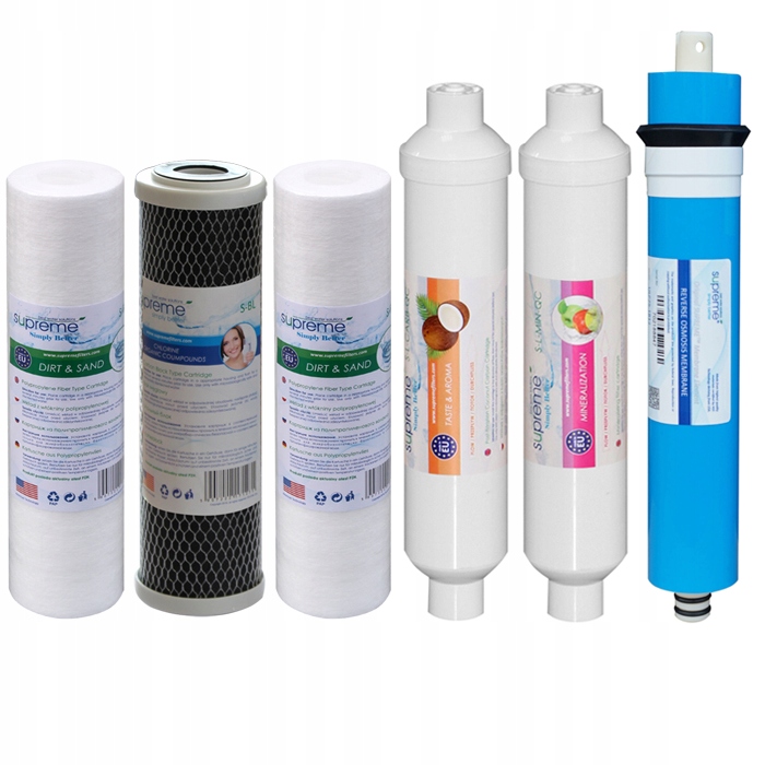 Komplet wkładów do Supreme RO6_QC, membrana 75 Gpd