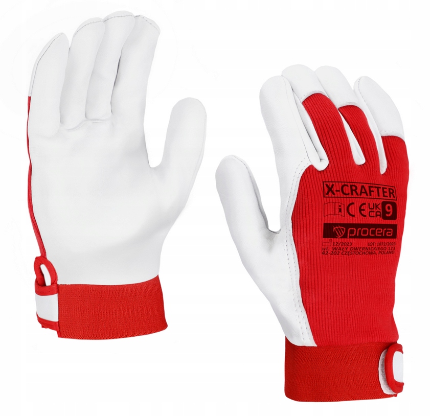X-CRAFTER RĘKAWICE R.10 SKÓRA KOZIA LICOWA NA RZEP ZE ŚCIĄGACZEM 10 PROCERA