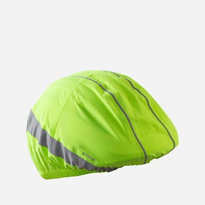 Ochraniacz rowerowy przeciwdeszczowy na kask Btwin 960 odblaskowy i jaskraw