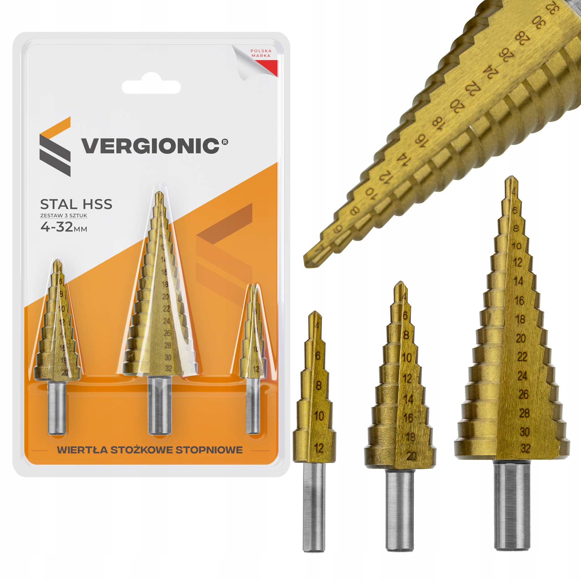 

Wiertło Stożkowe Stopniowe do metalu zestaw