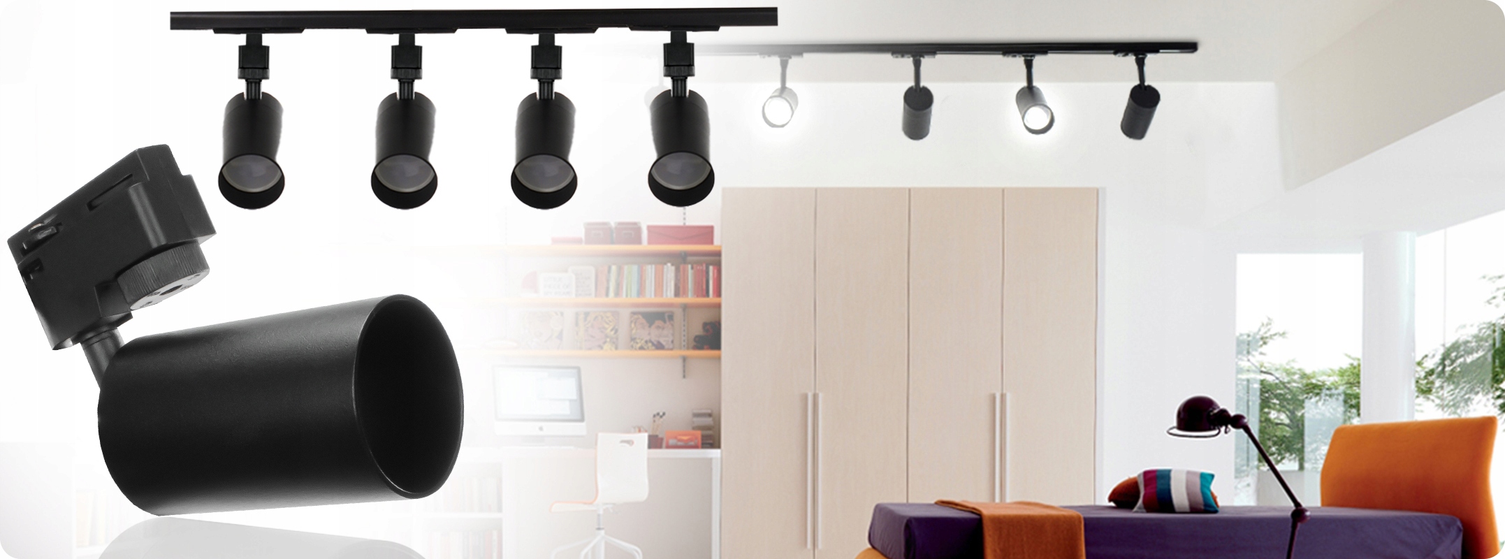 OŚWIETLENIE LED SZYNOWE REFLEKTOR NA SZYNIE 4x LAMPA GU10 LED + LISTWA 2m EAN (GTIN) 5904194685157