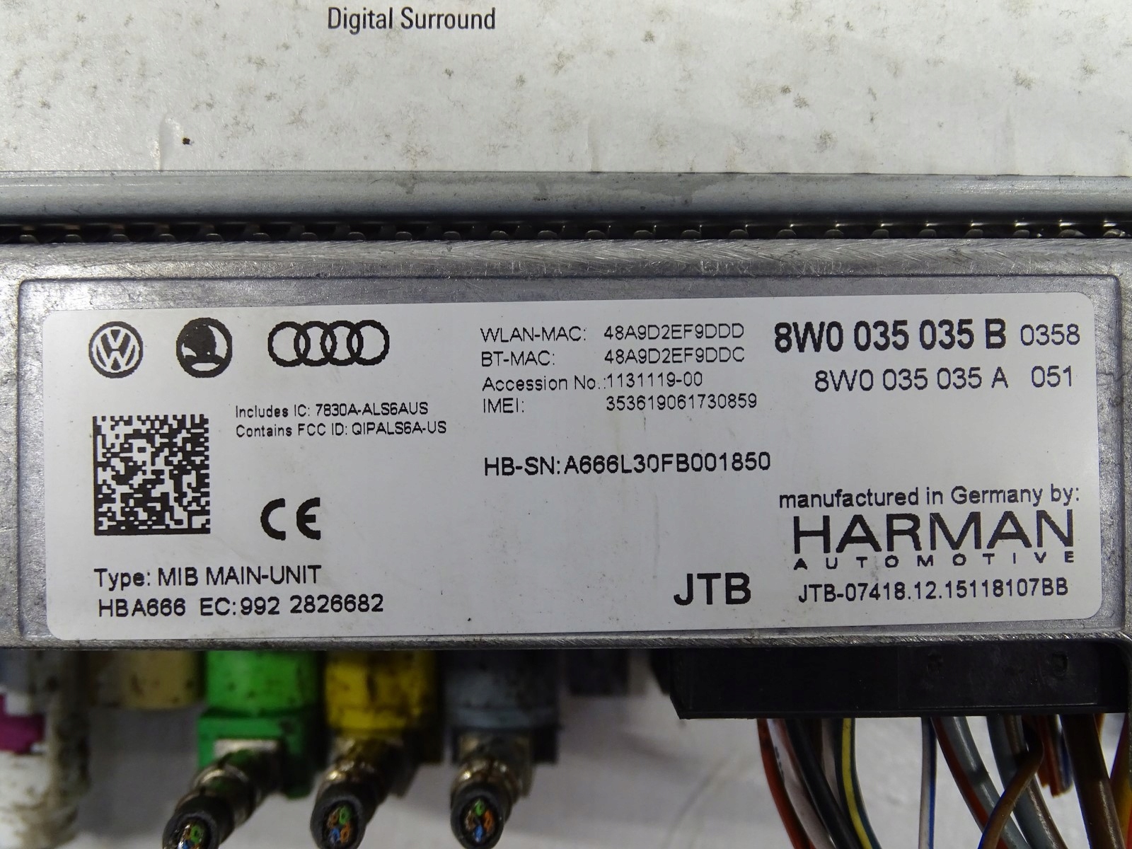 player MULTIMEDIA MMI AUDI A4 B9 A5 8W 8W0035035B