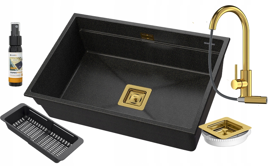 Jednokomorový granitový závesný drez EPIR70 Batéria Loseto Sifón Košík