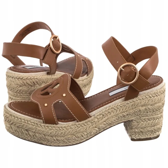 Dámské sandály na podpatku Pepe Jeans Gladys Basic Brown Hnědé