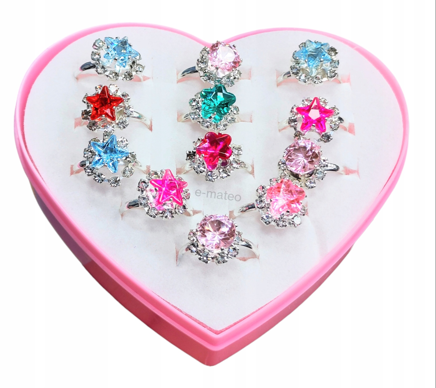 BIŻUTERIA PIERŚCIONKI DLA DZIEWCZYNKI zestaw 12szt Stan opakowania oryginalne