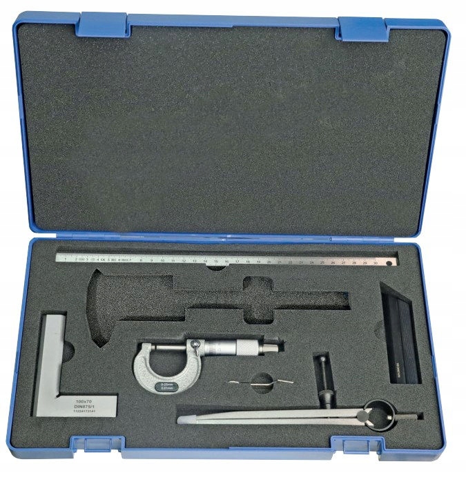 Sada Měřicích Nářadí 5 Ks Mikrometr 0-25, Kružítko Krokas