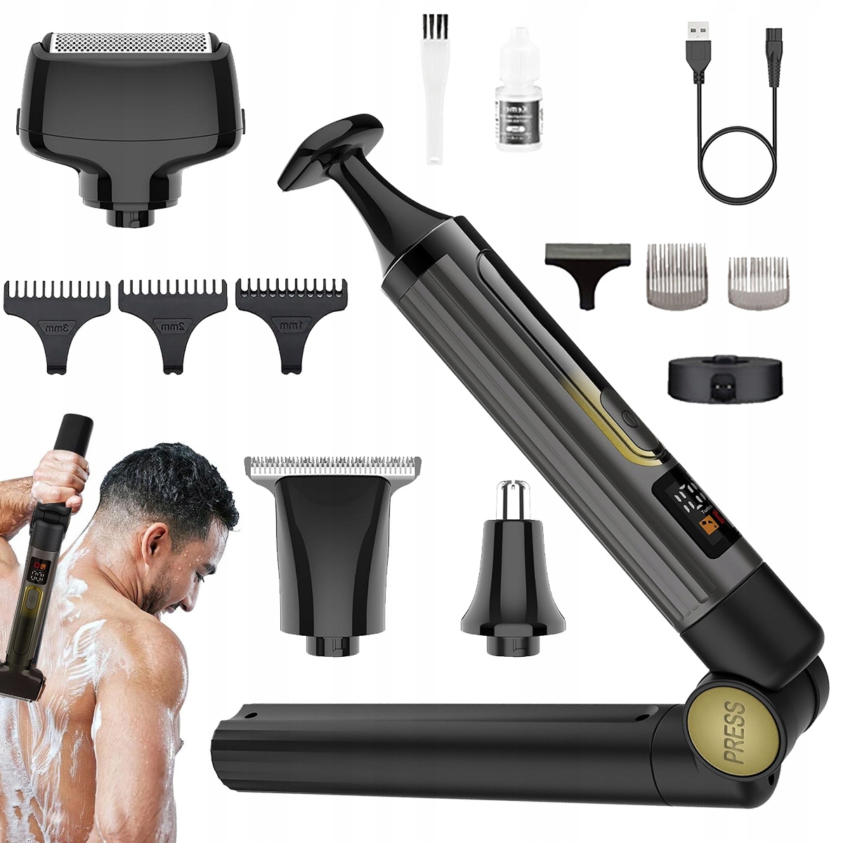 4W1 Elektryczna Golarka Do Pleców, Trymer Do Golenia Ciała