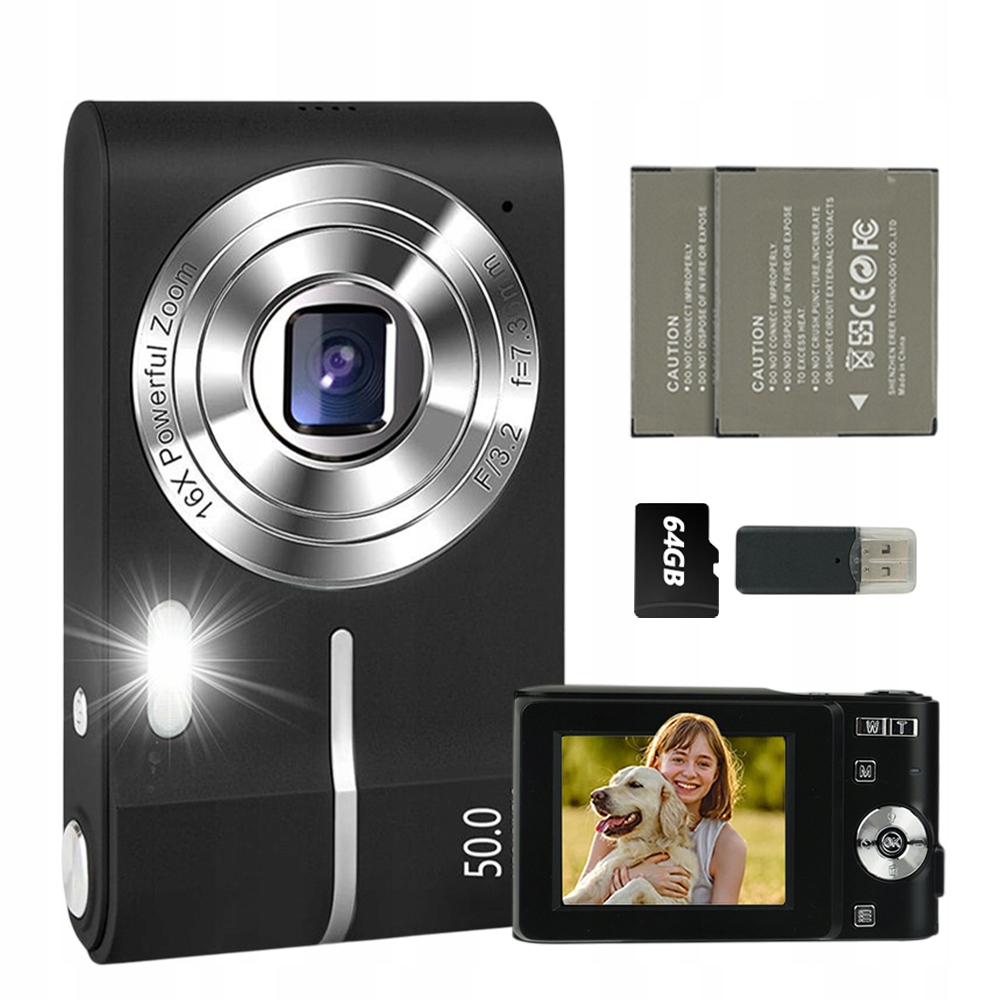 Aparat Cyfrowy Fotograficzny 1080P 16X Zoom Funkcja Nagrywania 64GB