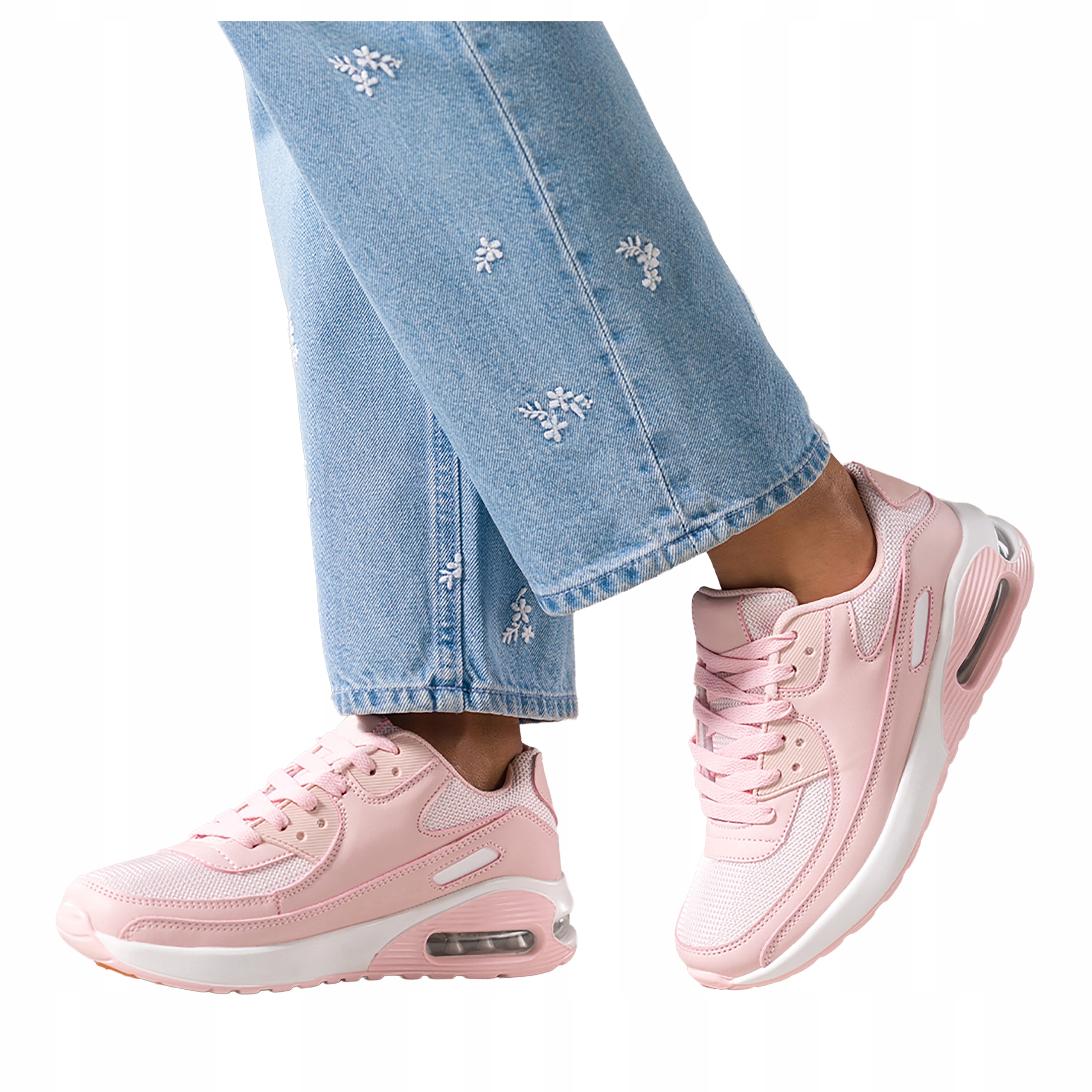 Sneakersy Růžové Dámské Sportovní Ozdobné Šněrovací Koturn Pohodlné r 39