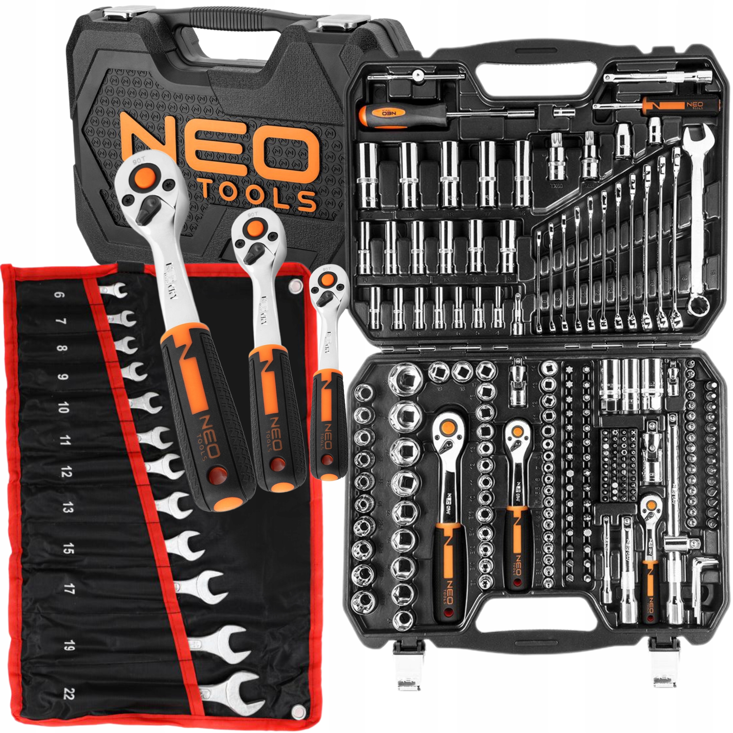 NEO ZESTAW KLUCZY NASADOWYCH 219EL 1/2" 1/4" 3/8'' TORX BITY +6-22mm PŁ-OCZ