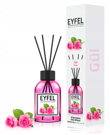 RÓŻA EYFEL SZKLANY DYFUZOR Z PATYCZKAMI 120 ML PIĘKNY ZAPACH