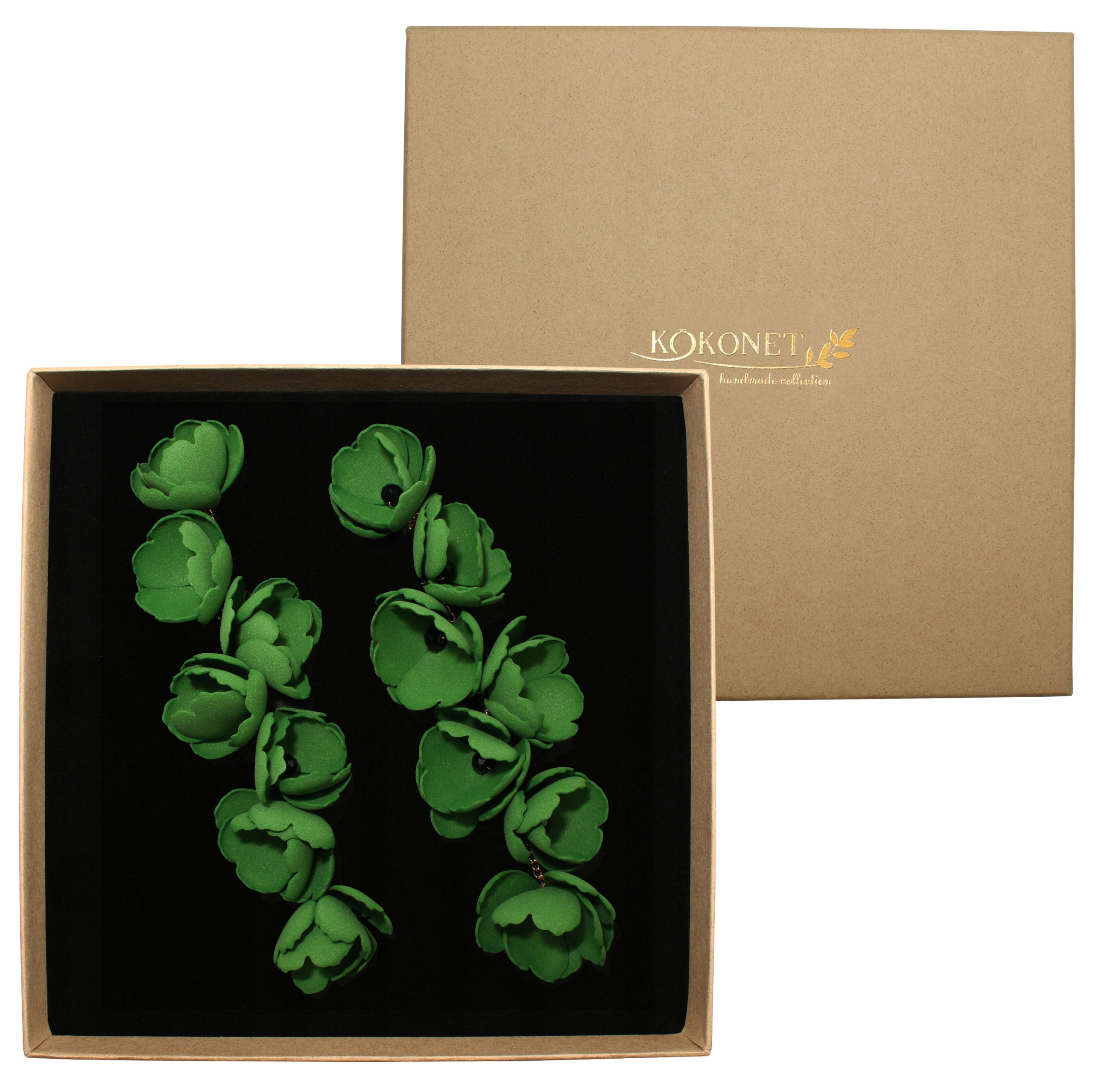 Dlouhé náušnice květiny zelené krásné Efektní