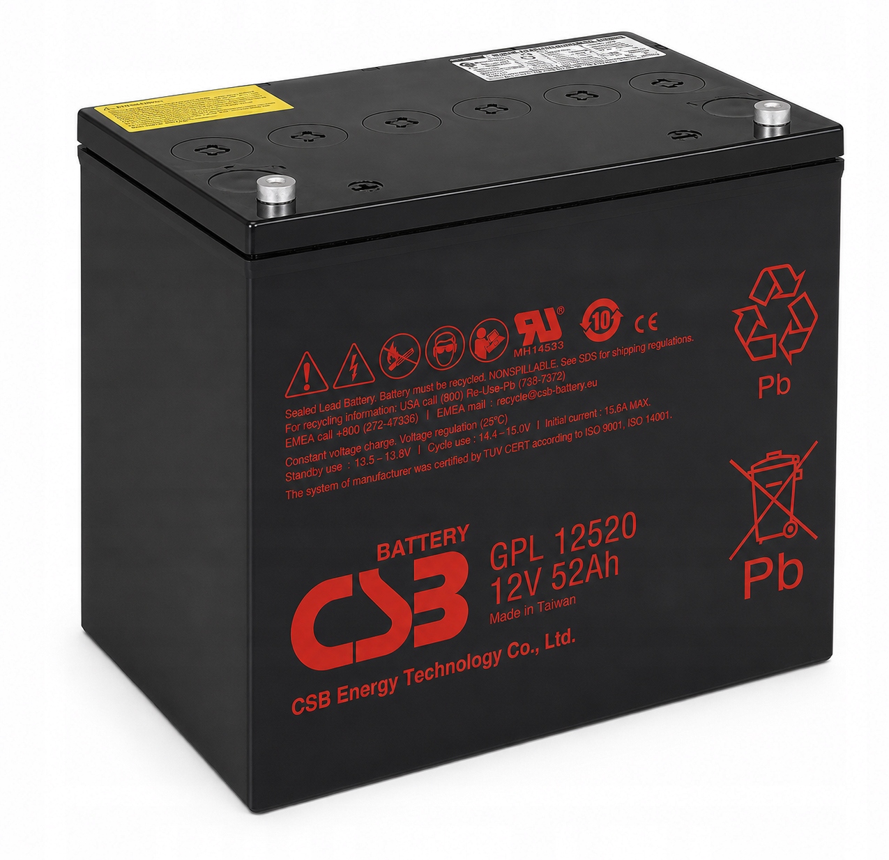 Akumulator Agm 12V 52Ah Csb GPL12520 do central systemów pożarowych i Ups