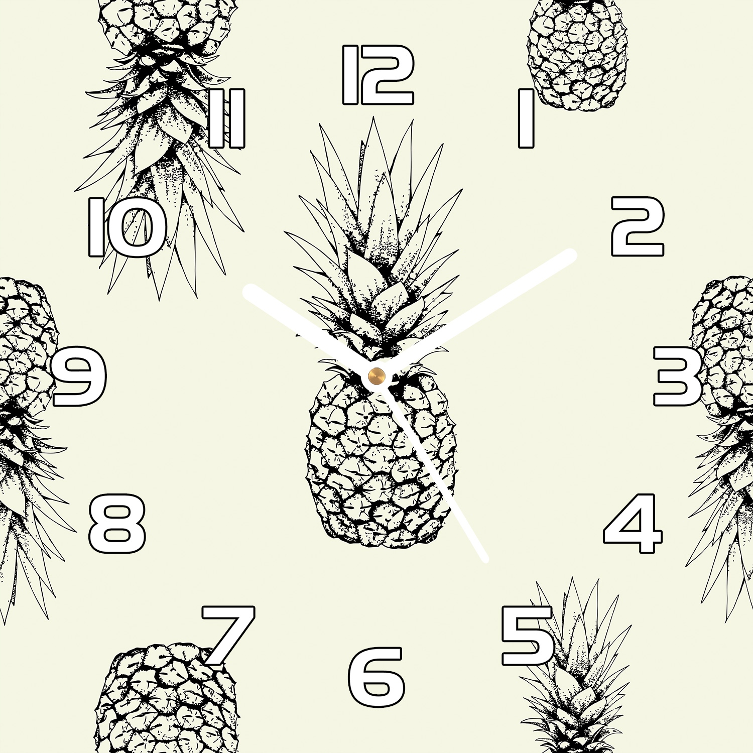 

Kwadratowy szklany zegar Ananasy wzór 30x30 cm