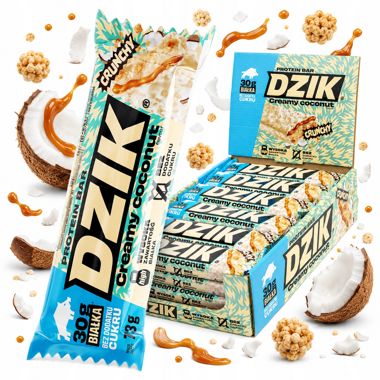 Wk Divoká tyčinka 73 g creamy coconut kokosová bez cukru proteinová 30 g bílkoviny