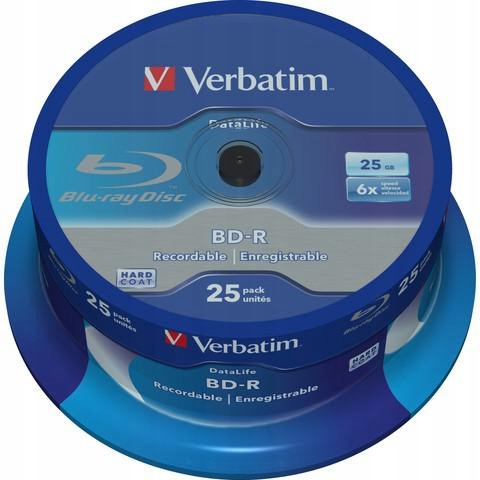 Verbatim Blu-ray Bd-r Sl 25GB 6X 25PACK Průměrný Cake Disk