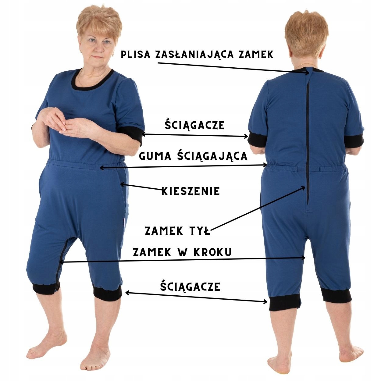 PIŻAMA GERIATRYCZNA DLA DOROSŁEGO DEMENCJA ALZHEIMER OPIEKA PALIATYWNA Model Body dla seniora P4