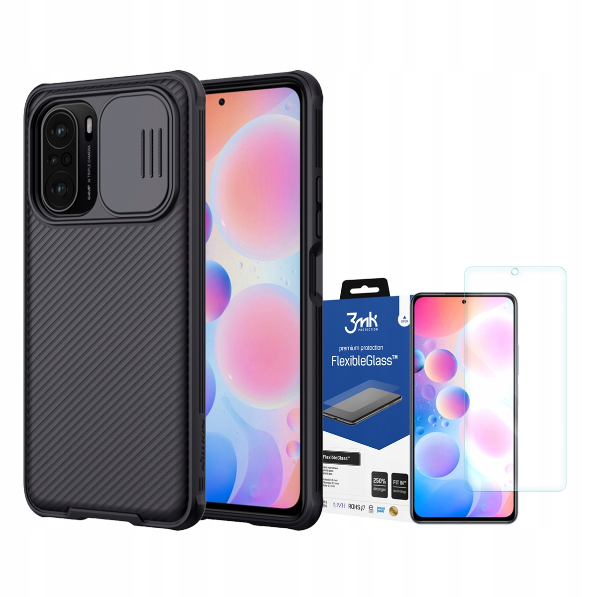 

Nillkin Camshield Etui Do Poco F3 + Szkło 3MK Fg